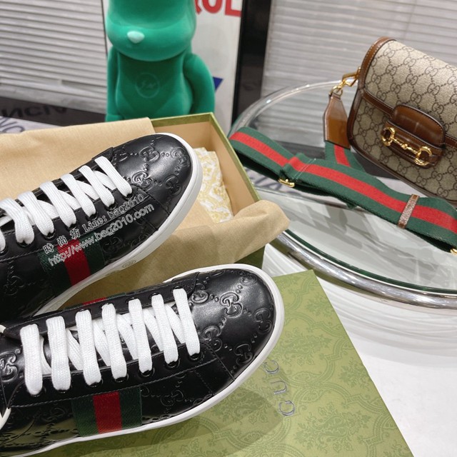 gucci頂級原版低幫鞋 古馳萬年經典情侶款小白鞋 男女款休閒板鞋 dx2748